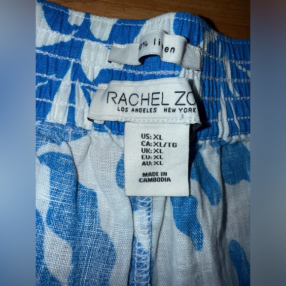 Rachel Zoe Womens Size XL Wide Sky Blue White 100% Linen Pull On New Pants - Picture 4 of 7